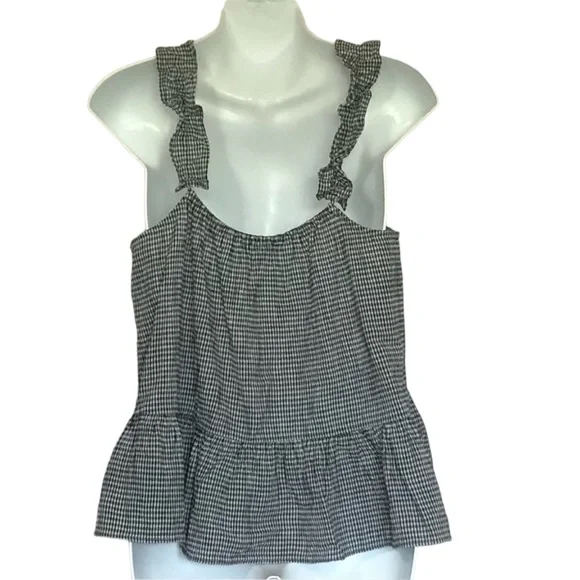 Madewell Ruffle -Strap Gingham Cami Top Sz 6 - Picture 4 of 8